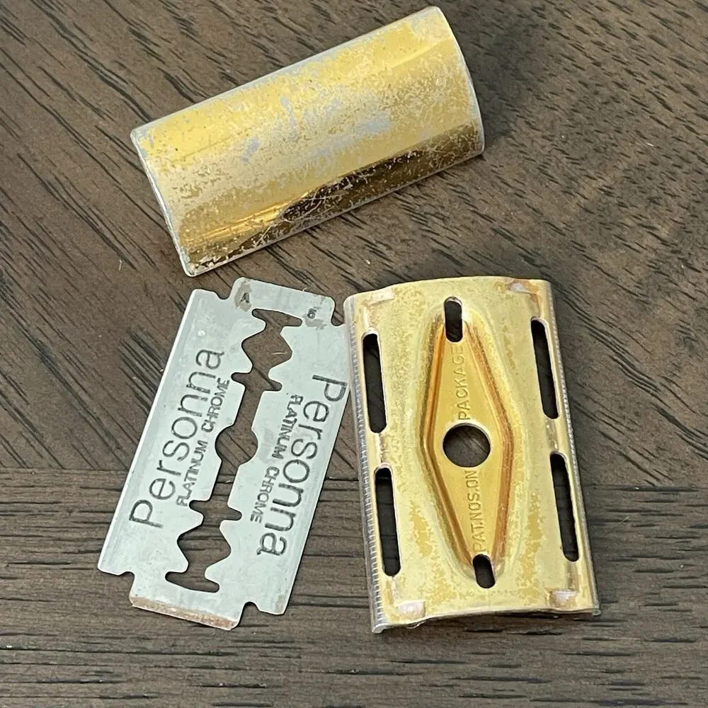 Vintage Original 1940's Gillette Gold Tech Ball End Safety Razor Metal USA READ